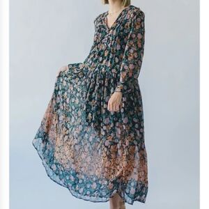 FREE PEOPLE Floral Long Sleeve Maxi Dress